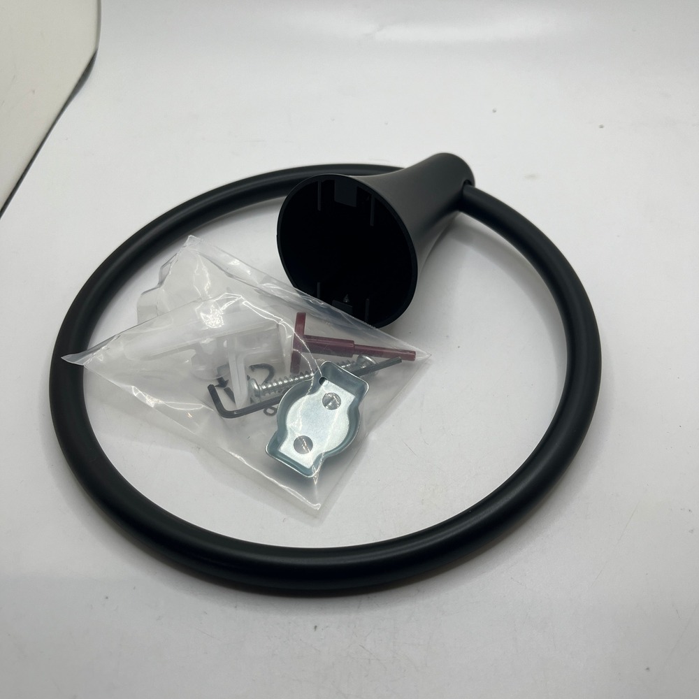 Modern Matte Black Metal Towel Ring Wall Mount Bathroom Hand Towel Holder NIB